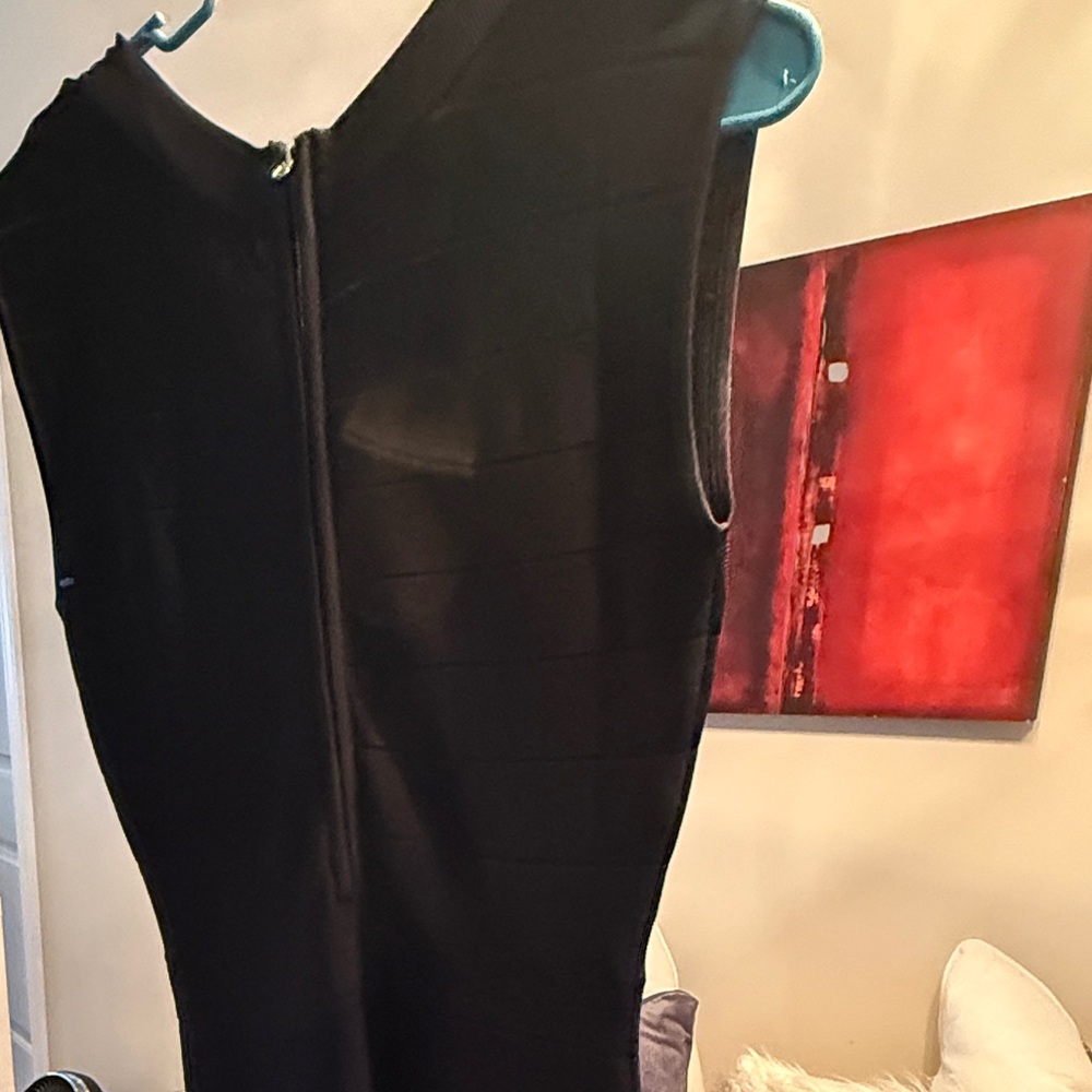 Venus Bandage Black Fringe Cocktail Dress - Sz 8 / EUR 40 - Picture 9 of 12